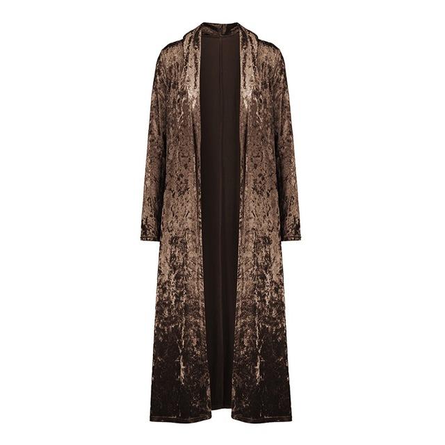 Women's Clothing - Fashion Women's Long Sleeve Crushed Velvet Sweater Cardigans