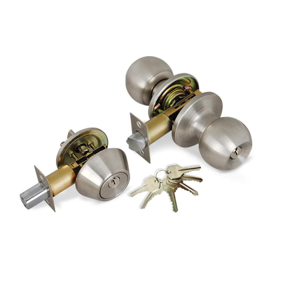 Steel Entry Door Knob Combo Lock Set with Deadbolt and 18 Keys Total, (3-Pack, Keyed Alike)