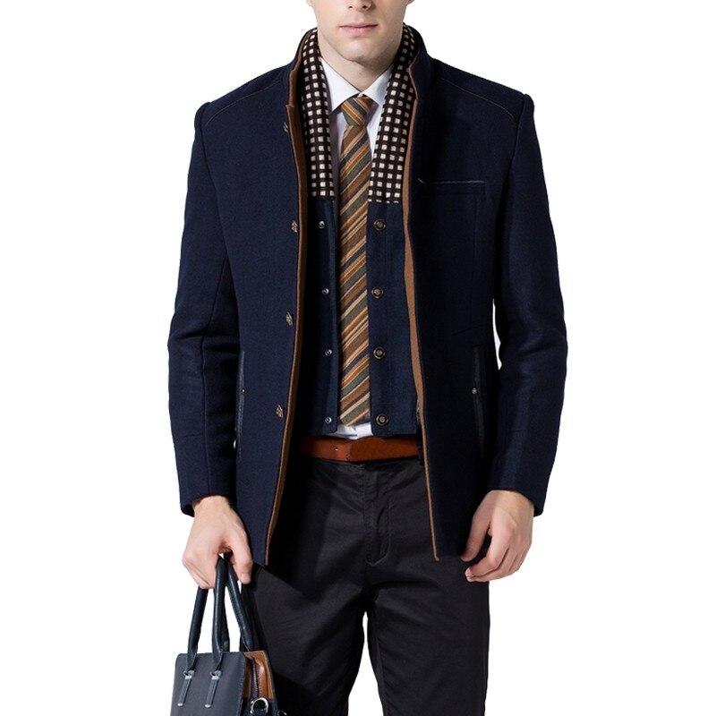 Fashion Business Double Collar Thicken Men Trench Coat