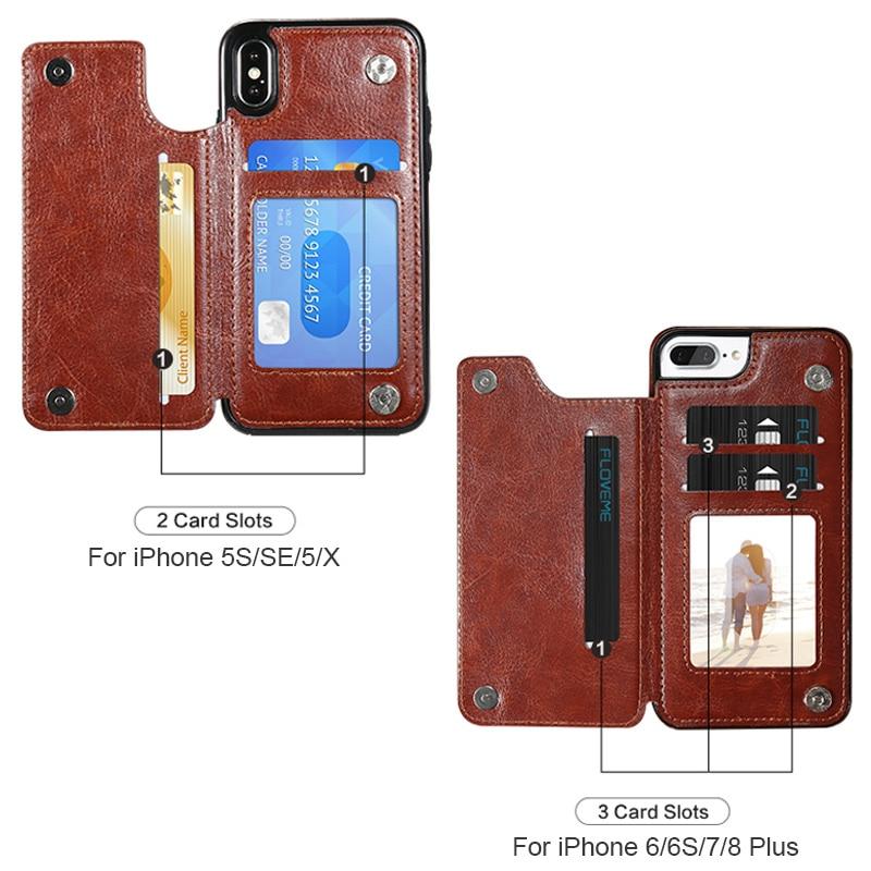 Retro PU Leather Multi Card Holders Case For iPhone