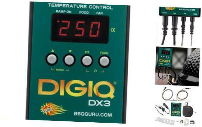 DigiQ DX3 BBQ Temperature Controller Green and Digital Meat Thermometer for