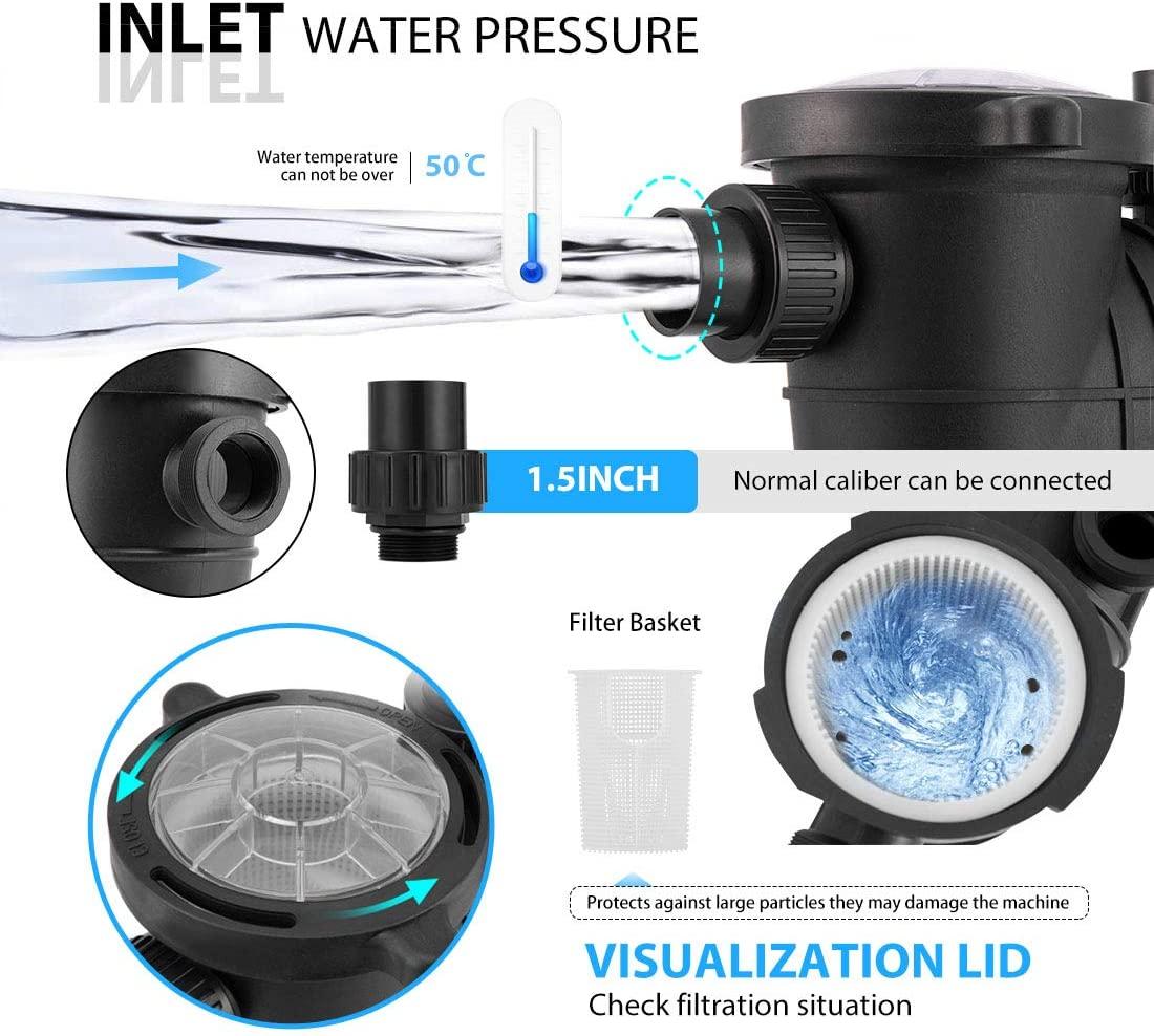 VIVOHOME 2.0 HP 6800 GPH Powerful Self Primming Dual Voltage In/Above Ground Swimming Pool Pump with Strainer Basket
