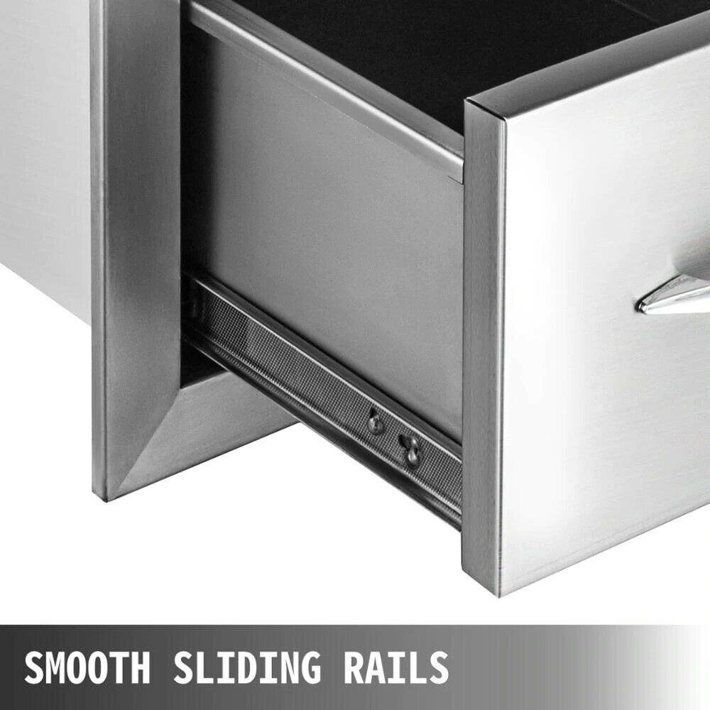 Outdoor Kitchen Triple Enclosed Drawer 18x23in Stainless Steel Storage Barbecue