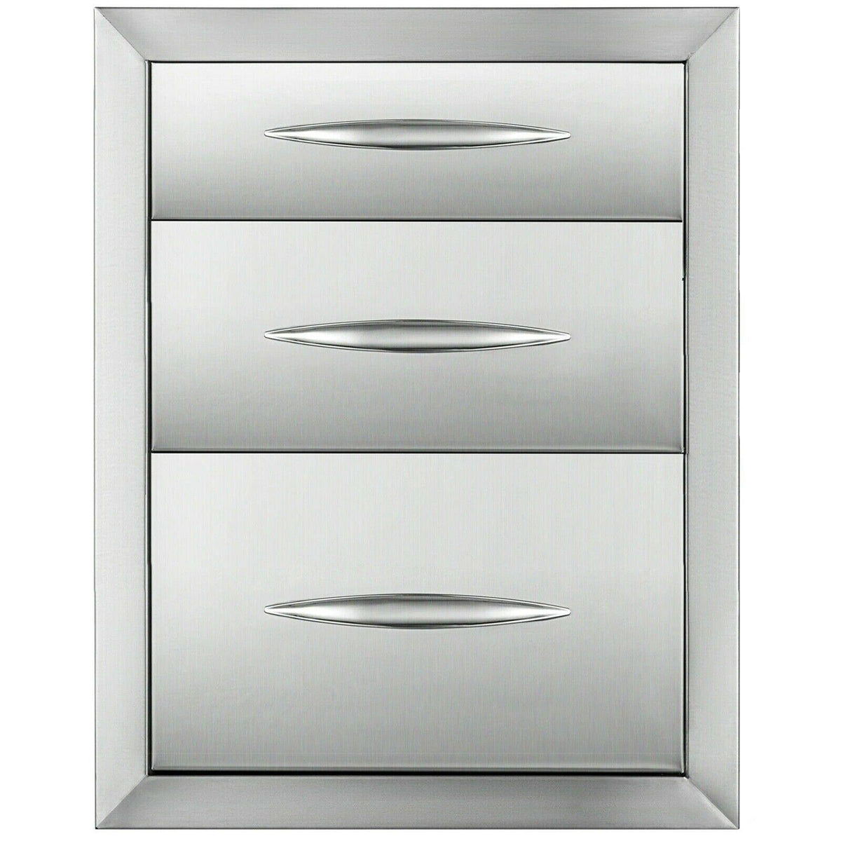 Outdoor Kitchen Triple Enclosed Drawer 18x23in Stainless Steel Storage Barbecue