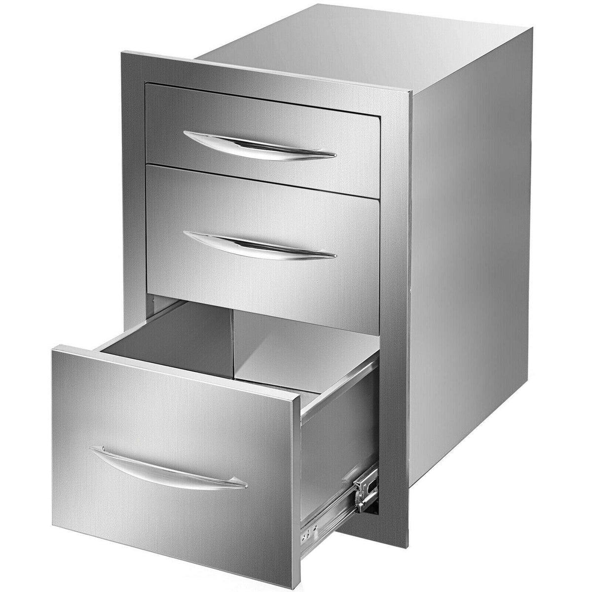 Outdoor Kitchen Triple Enclosed Drawer 18x23in Stainless Steel Storage Barbecue