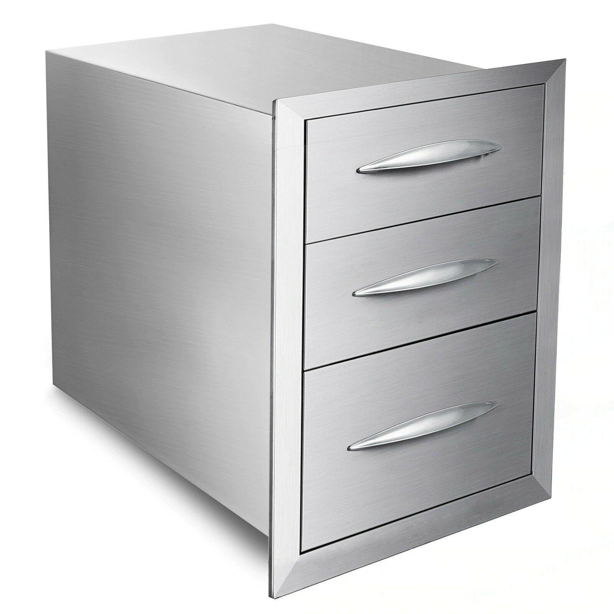 Outdoor Kitchen Triple Enclosed Drawer 18x23in Stainless Steel Storage Barbecue