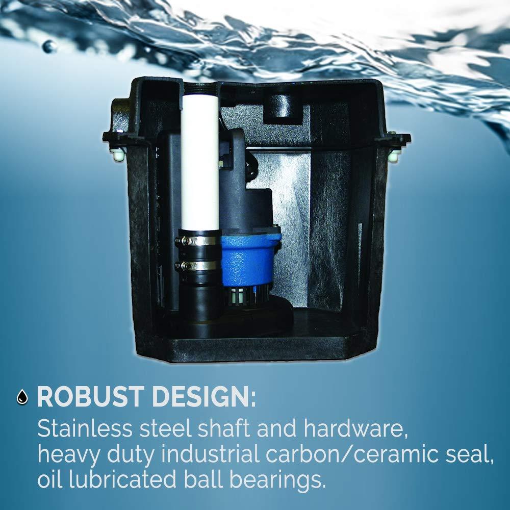 Barnes 131411 Model SU33LT Preassembled Laundry Tray Sump Pump System with SU33 Pump, for Residential or Commercial Plumbing, 1/3 HP, 120V, 42 GPM, 1-1/2" NPT Discharge