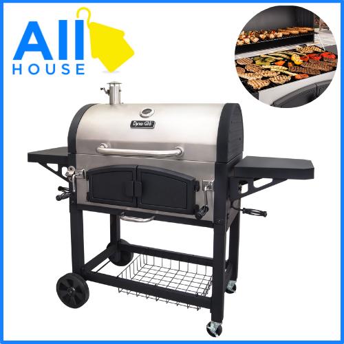 Cast Iron Charcoal Grill Heavy Duty Outdoor Expert Dual Chamber BBQ Grill Box