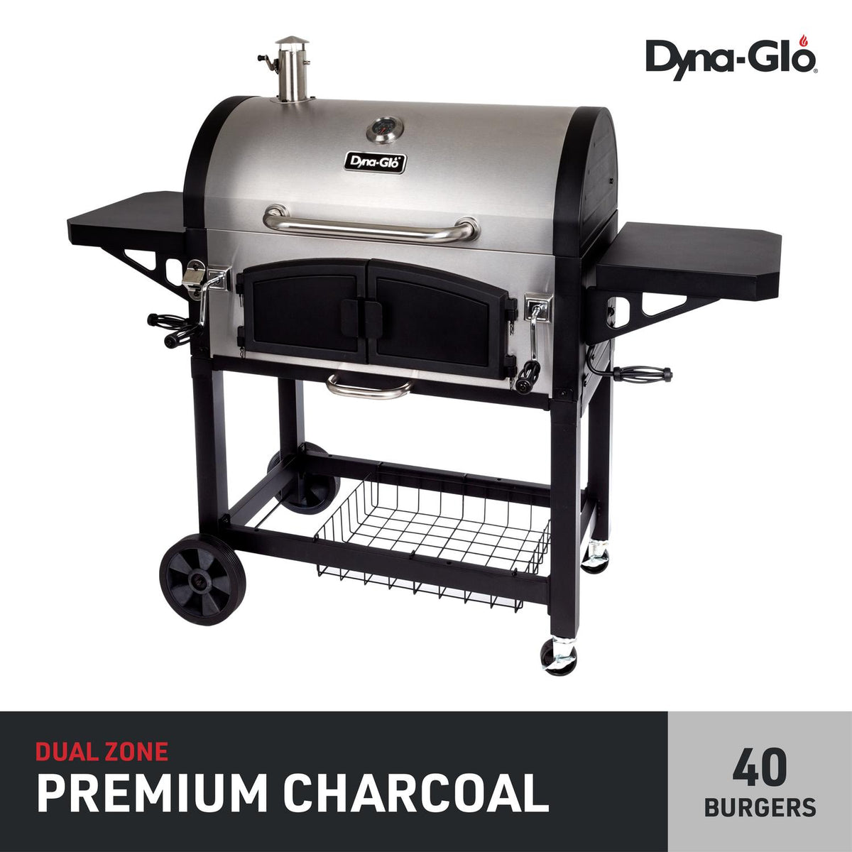 Cast Iron Charcoal Grill Heavy Duty Outdoor Expert Dual Chamber BBQ Grill Box