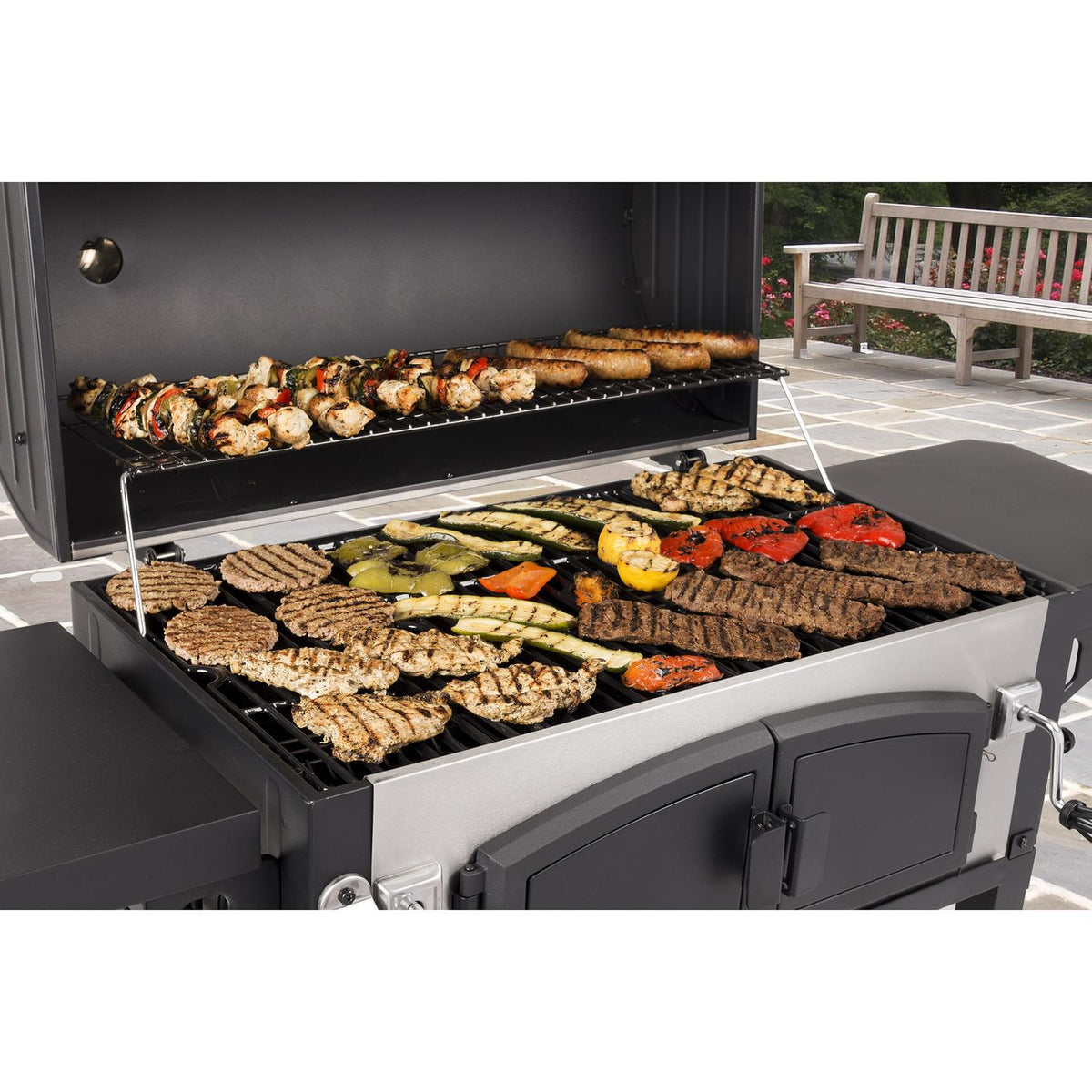 Cast Iron Charcoal Grill Heavy Duty Outdoor Expert Dual Chamber BBQ Grill Box