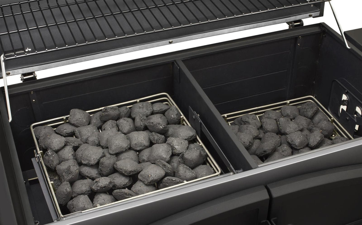 Cast Iron Charcoal Grill Heavy Duty Outdoor Expert Dual Chamber BBQ Grill Box