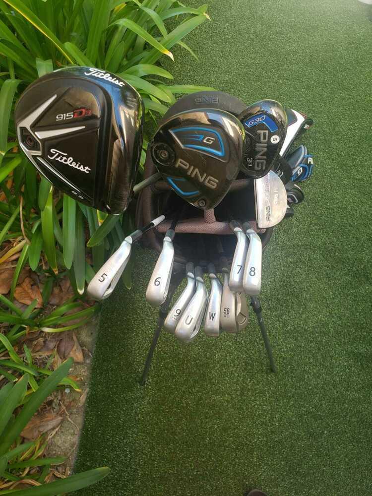 Ping Stiff Complete Golf Set +Bag,915D3 Driver,G3 Wood,G30 Hybrid,i25 Irons,Putt