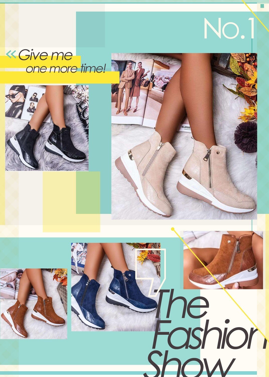 Ladies Comfortable Side Zipper Sports Boots
