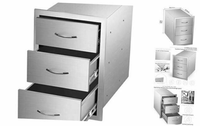 Outdoor Barbecue Drawers,Stainless Steel Kitchen 16W x 28.5H x 20.5D Inch