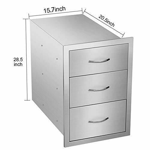 Outdoor Barbecue Drawers,Stainless Steel Kitchen 16W x 28.5H x 20.5D Inch