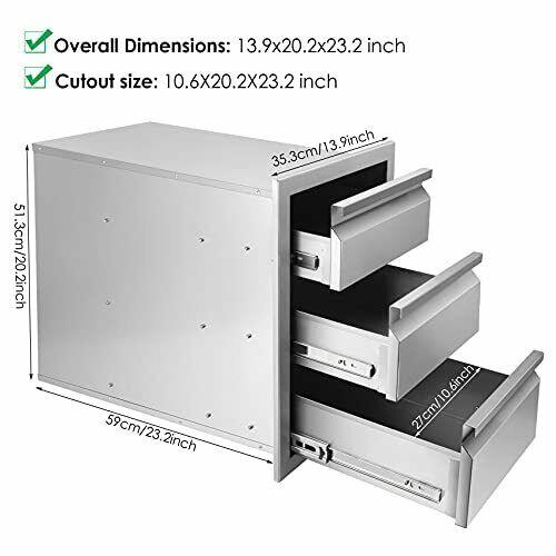 Outdoor Kitchen Drawers Stainless Steel 13.9 x 20.2 x 23.2 14" x 20" x 23.2"