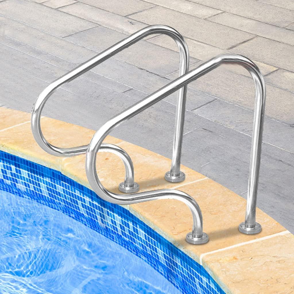 YERT Pool Handrails, 304 Stainless Steel Pool SPA Railing Handles, Suitable for Above Ground Pools, Hot Spring Baths, Backyard, Silver,31 × 31 inch