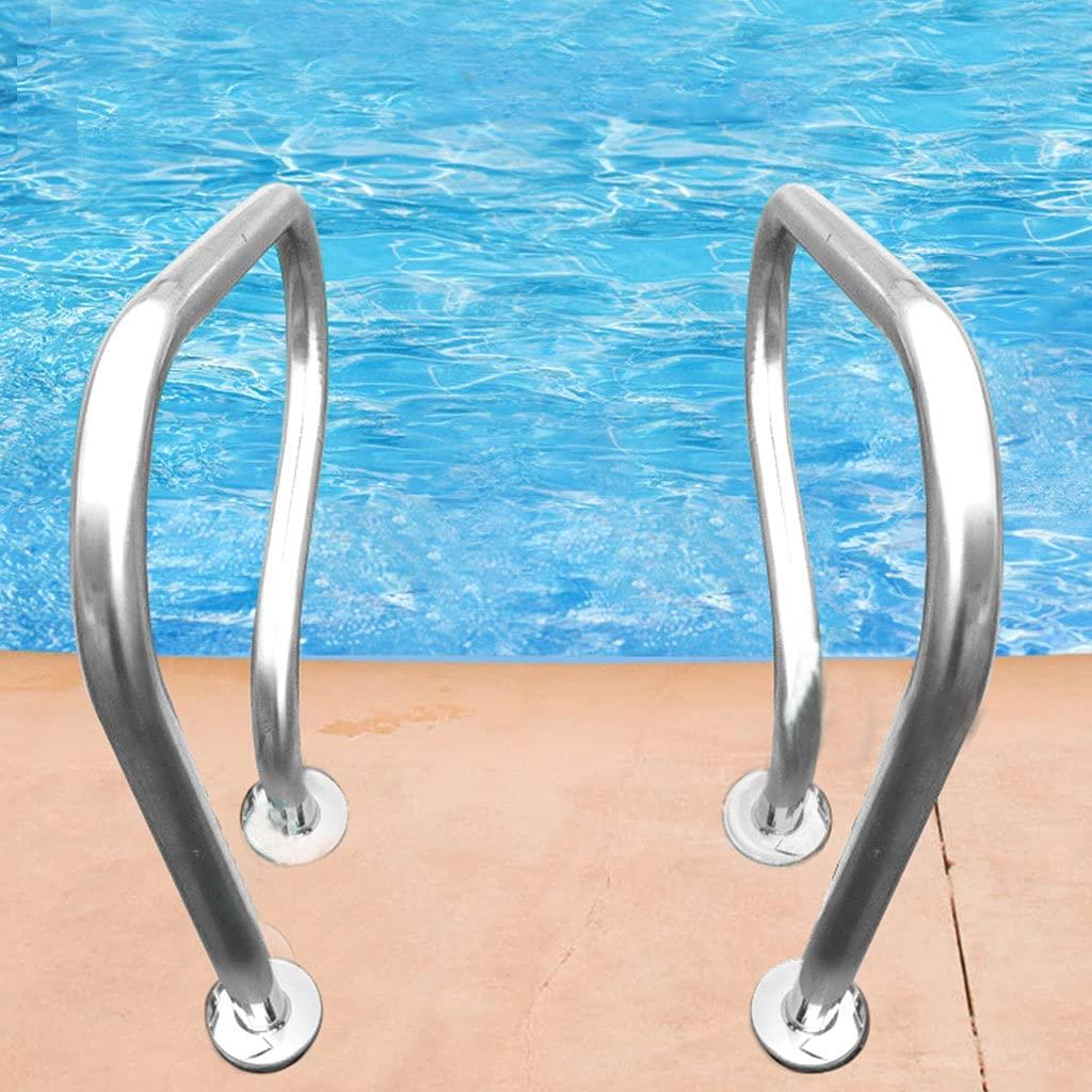 YERT Pool Handrails, 304 Stainless Steel Pool SPA Railing Handles, Suitable for Above Ground Pools, Hot Spring Baths, Backyard, Silver,31 × 31 inch