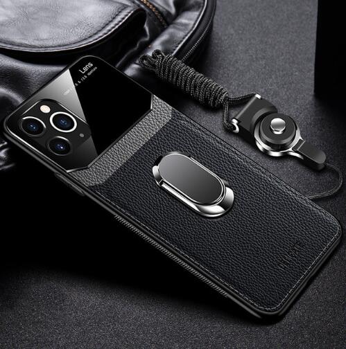 Leather+hard PC With Stand Ring Case For iPhone