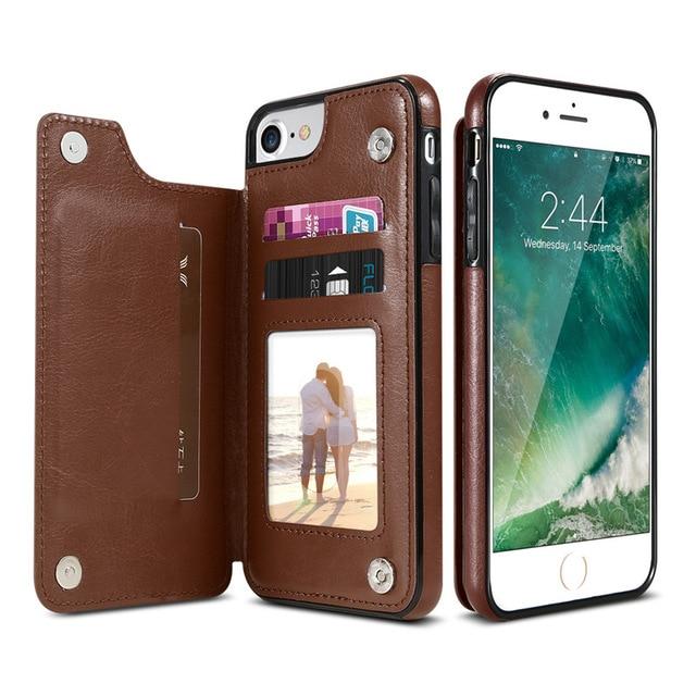 Retro PU Leather Multi Card Holders Case For iPhone
