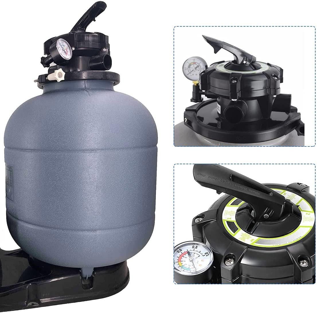 iMeshbean Pool Sand Filter and Pump 16" 2800GPH Filter System 5-Way Valve with Stand Base for Above Ground Pools Easy to Use and Maintain