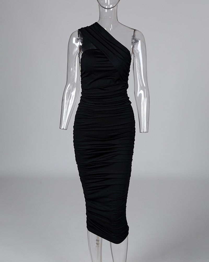 Sexy bodycon Party Wear Cocktail Party Dress One Shoulder Sleeveless Knee Length