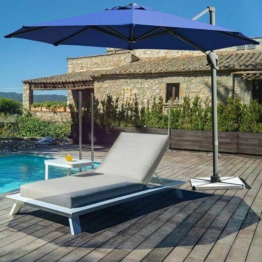 11ft Patio Offset Umbrella with 360 Rotation and Tilt System-Navy - Color: Navy