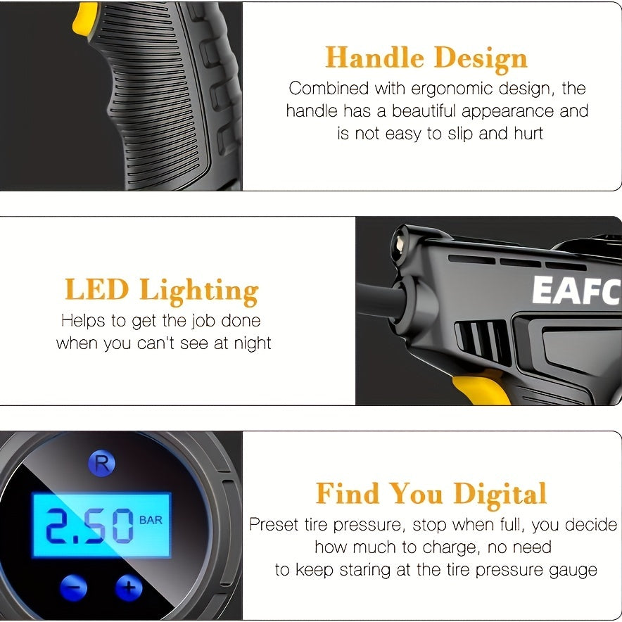 120W Wireless Rechargeable Air Compressor: Portable &amp; Automatic Tire Inflator For Your Car!