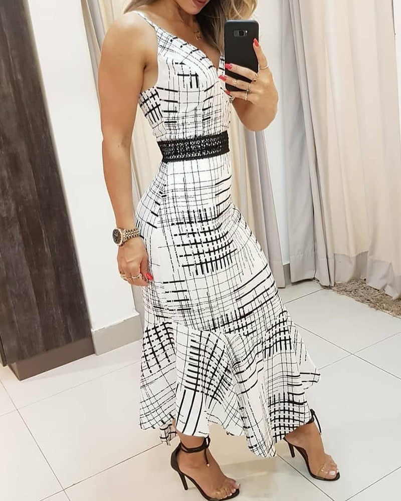Striped Color Ruffles Maxi Dress
