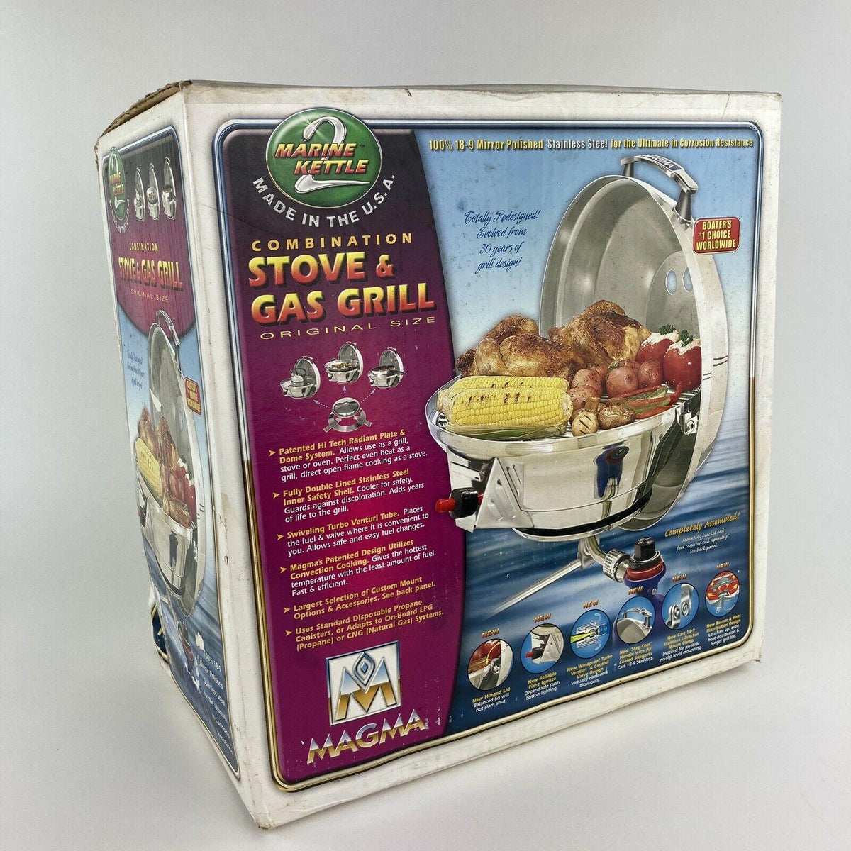 New! Magma Stove & Gas Grill Combo Marine Kettle 2 Orig Size A10-207 Box Damage