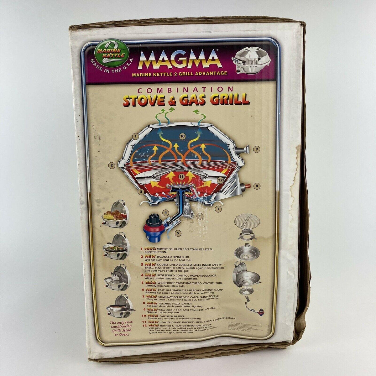 New! Magma Stove & Gas Grill Combo Marine Kettle 2 Orig Size A10-207 Box Damage