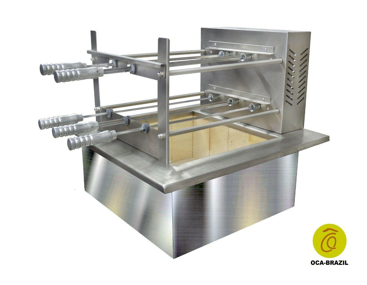 Brazilian BBQ Charcoal Grill with Firebox - 5 Skewers - Oca-Brazil