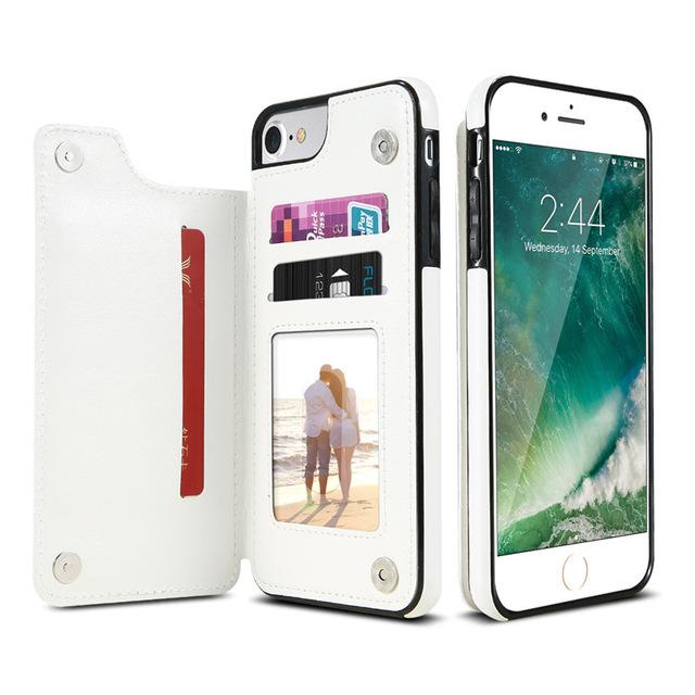 Retro PU Leather Multi Card Holders Case For iPhone