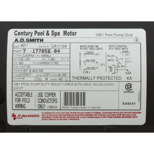 Motor, Century, 0.5hp, 115v, 2-Spd, 56Jfr, C-Face Thd