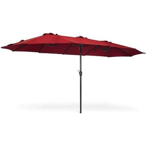15x9ft Large Rectangular Outdoor Aluminum Patio Umbrella with Crank & Wind Vents