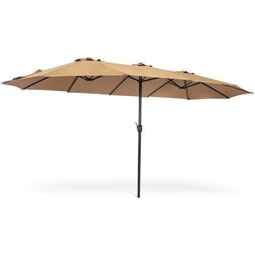 15x9ft Large Rectangular Outdoor Aluminum Patio Umbrella with Crank & Wind Vents