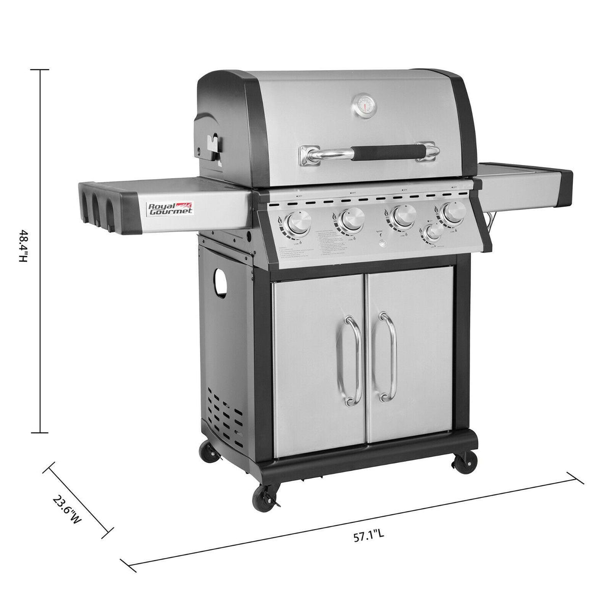 Royal Gourmet 60000 BTU 4-Burner Propane Gas Grill with Side Burner MG4001