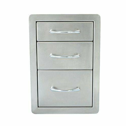 Outdoor Kitchen Stainless Steel Triple Access Drawer, 15”w x 21.5”h x 23”