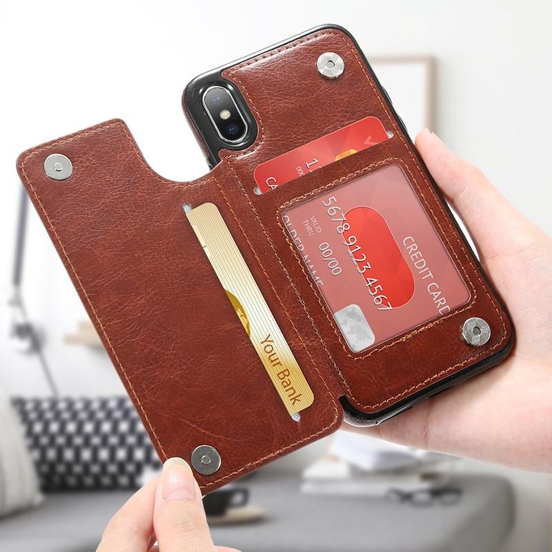Retro PU Leather Multi Card Holders Case For iPhone