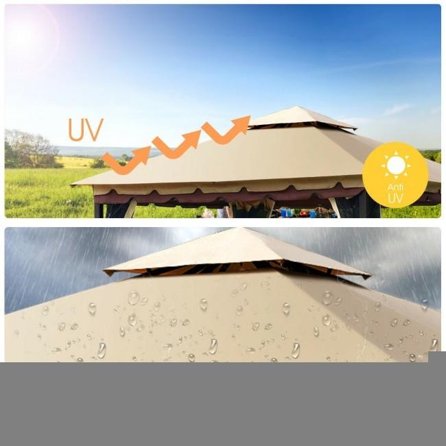 2-Tier 10 x 10 Feet Patio Shelter Awning Steel Gazebo Canopy