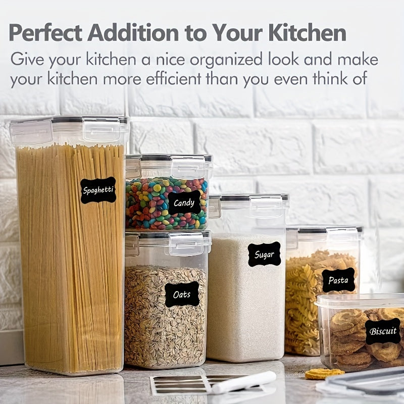 12pcs Airtight Food StoraContainers: BPA Plastic Kitchen Canisters For Flour, Sugar, Cereal &amp; Labels