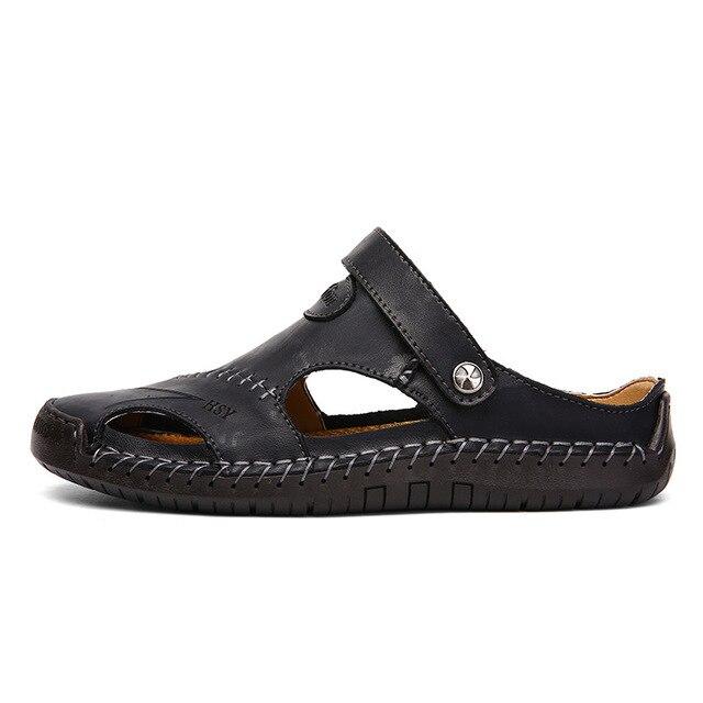 Fashion Men Half Drag Leather Beach Dual-use Sandals