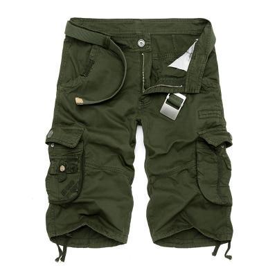 Lukmall Men 2021 Military Summer Army Green Cotton Men Loose Pocket Cargo Shorts