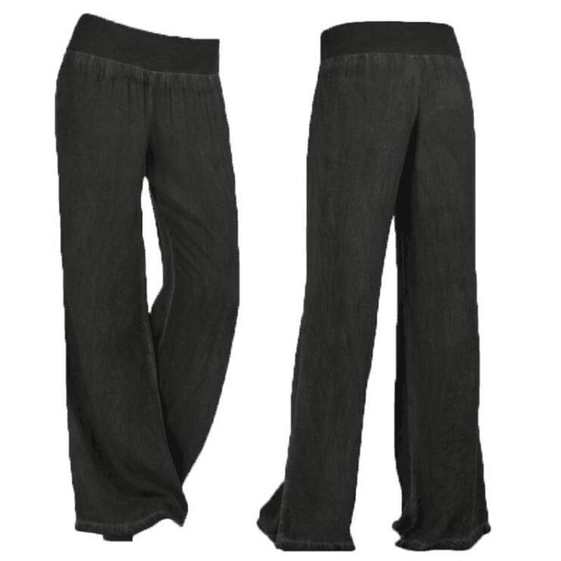 Women's Clothing - Plus Size Women Denim Wide Leg Pants