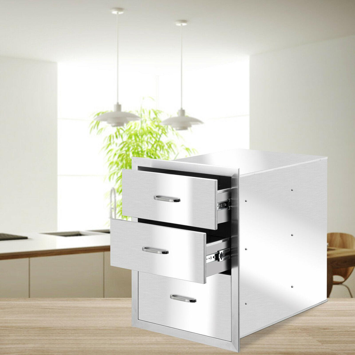 23x 18 in BBQ Triple StoraDoors Drawer Outdoor Kitchen  Steel Access