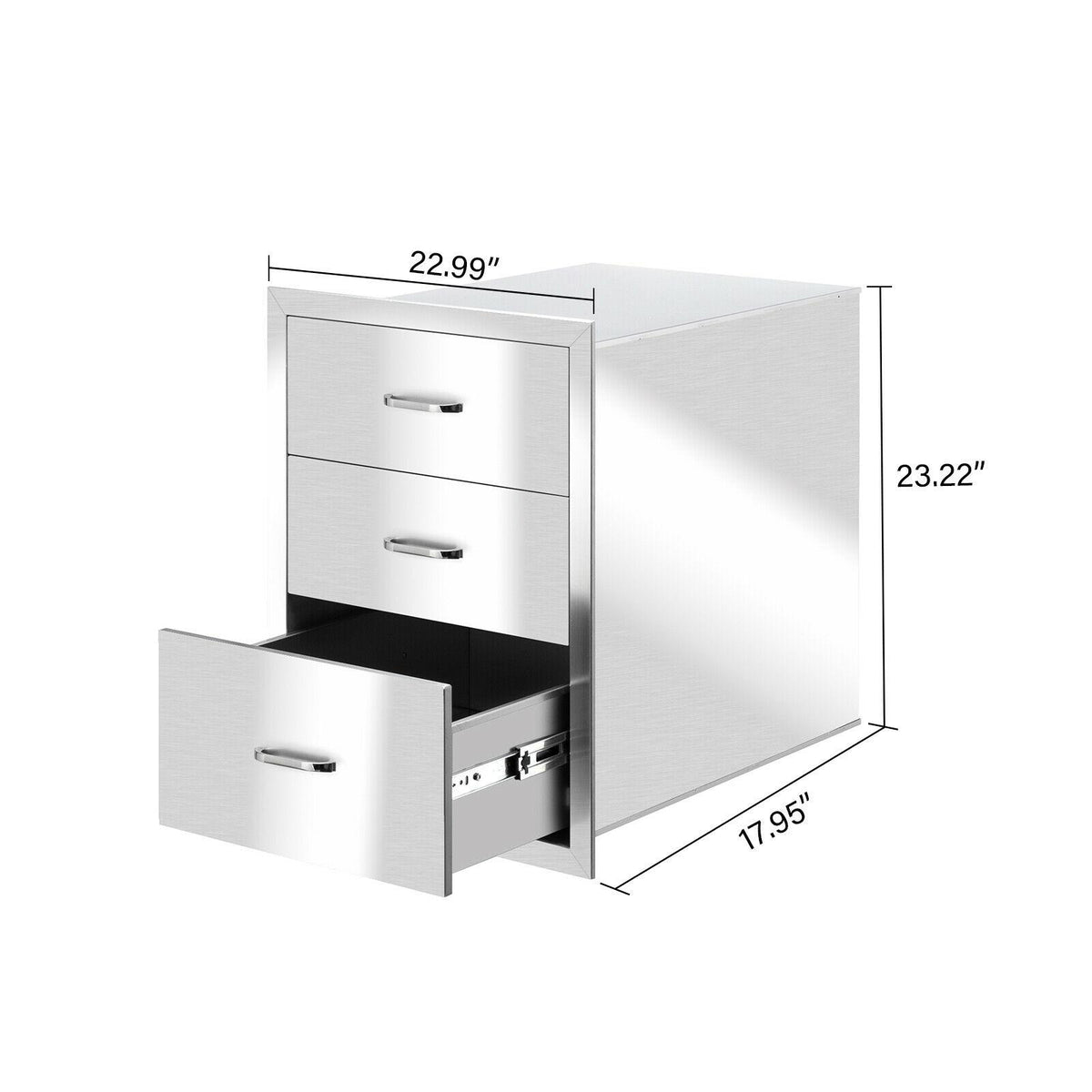 23x 18 in BBQ Triple StoraDoors Drawer Outdoor Kitchen  Steel Access