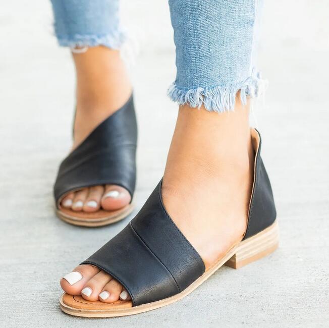 Summer Casual Rome Peep Toe Ladies PU Leather Sandals
