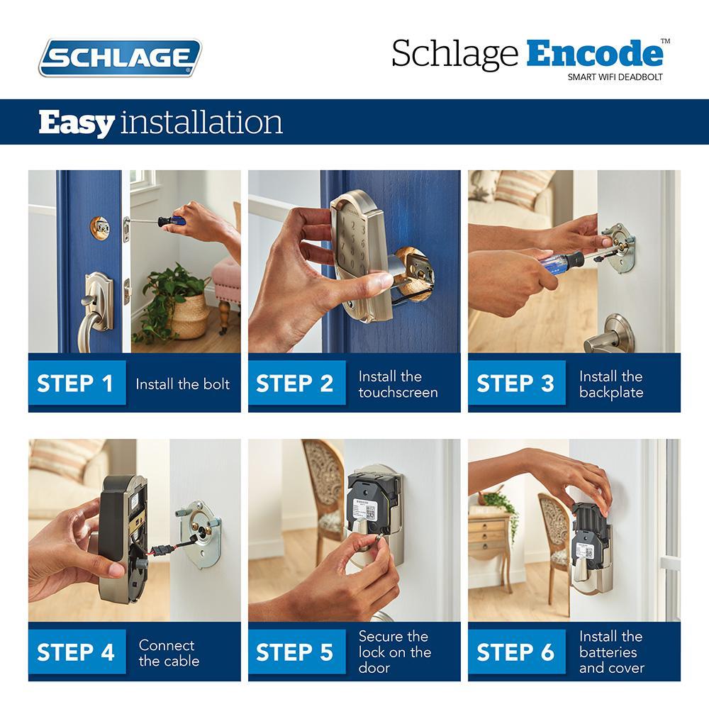 Camelot Encode Smart Wifi Door Lock with Alarm in Satin Nickel