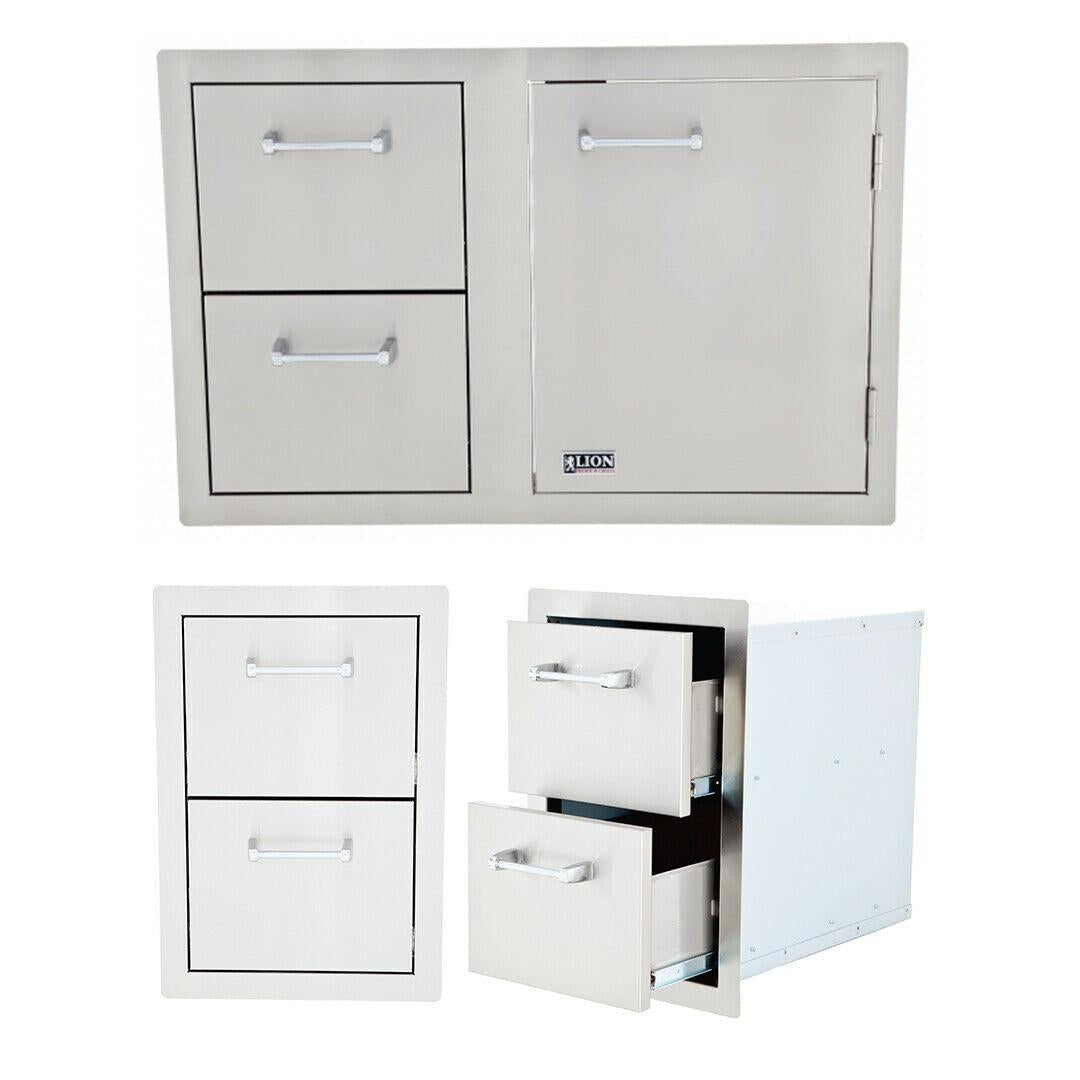 Lion Door Drawer Combo w/ Towel Rack + Double Drawer