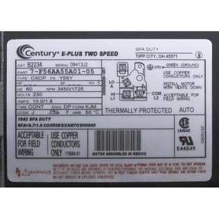 Motor, Century, 3.0 Horsepower, 230v, 2 Speed, 56 Y Frame